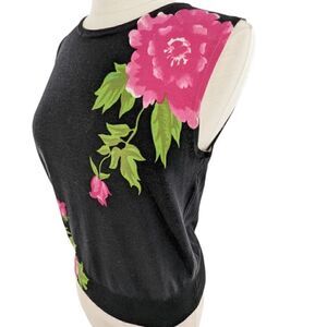 Silk blend bold rose and black sweater vest medium